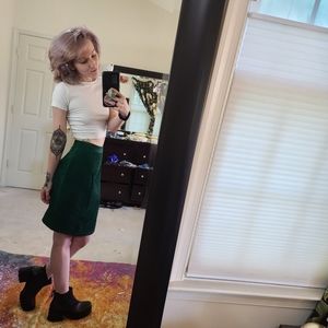 Vintage green suede skirt